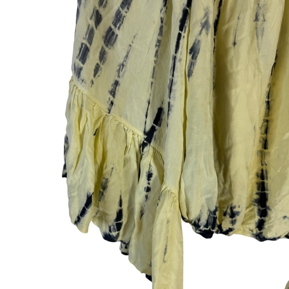 Surf Gypsy Yellow/Black Tie Dye Bell Sleeve Crop Top Sz M - Picture 3 of 8
